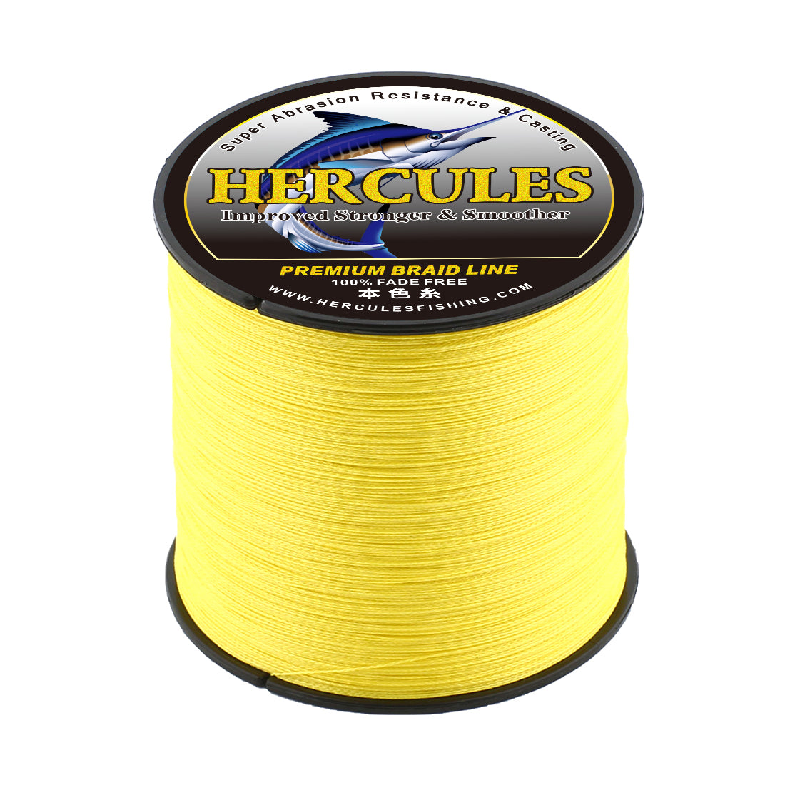 HERCULES No Fade Fishing Line Yellow 4 Strands 6LB-100LB Super Strong PE Braided Fishing Line HERCULES