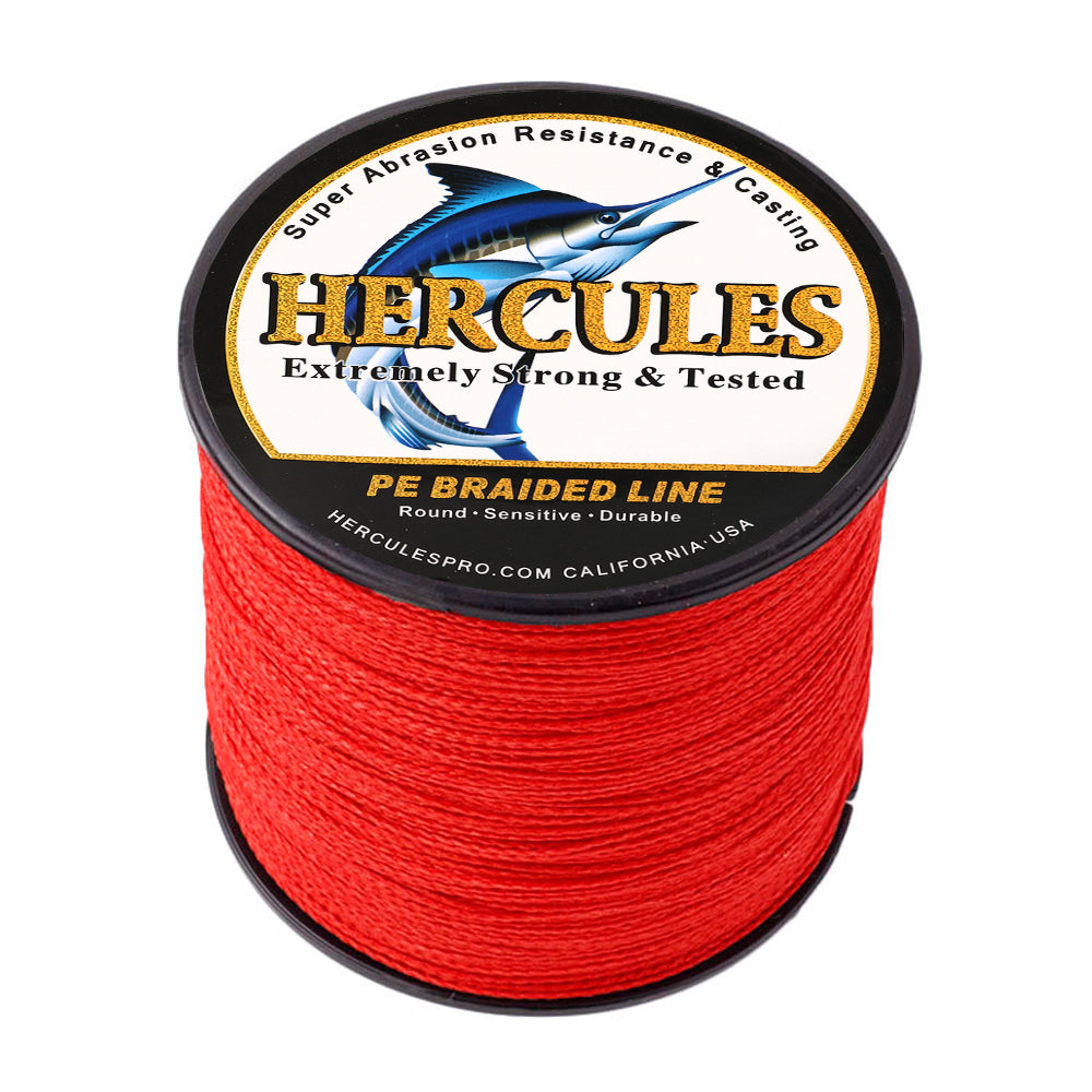 100M 109Yds Red 6lb-100lb HERCULES PE Braided Fishing Line 4 Strands HERCULES