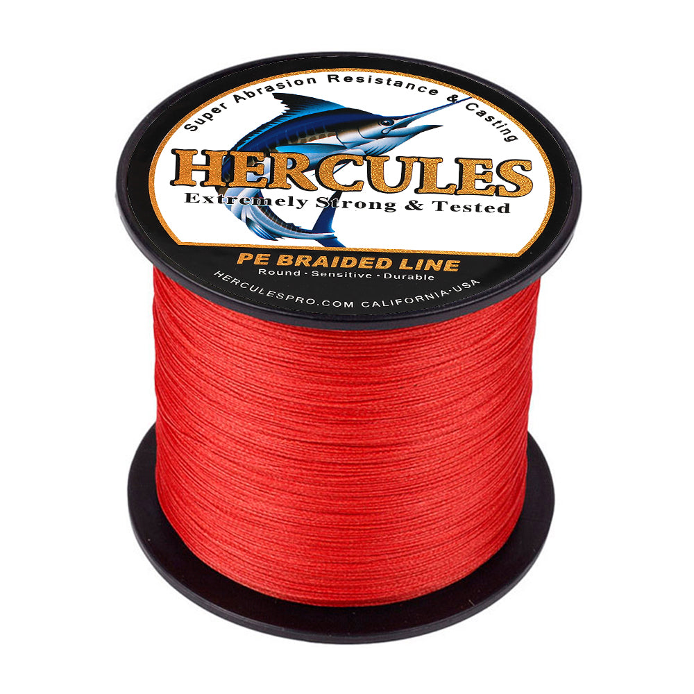 1000M 1094Yds Red 10lb-300lb HERCULES PE Braided Fishing Line 8 Strands HERCULES