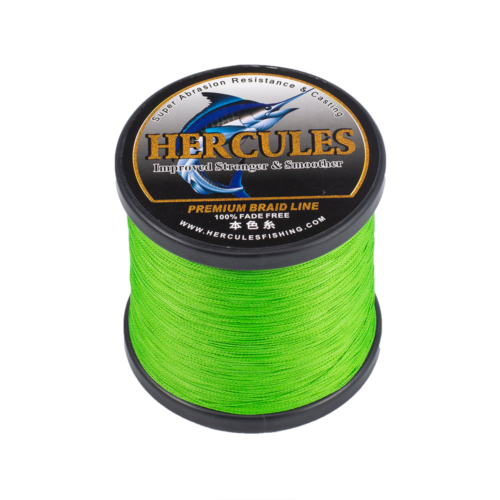 HERCULES No Fade Fishing Line Fluorescent Green 4 Strands 6LB-100LB PE Braided Fishing Line HERCULES