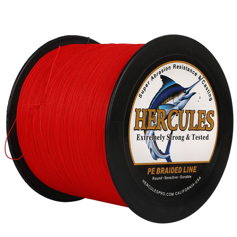 HERCULES 2000M 2187Yds Red 10lb-250lb PE Braid Fishing Line 12 Strands HERCULES