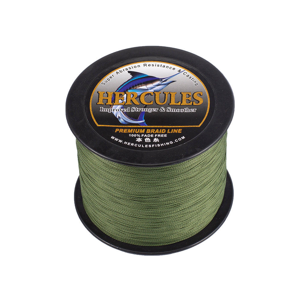 HERCULES No Fade Fishing Line Green 4 Strands 6LB-100LB Super Strong PE Braided Fishing Line HERCULES