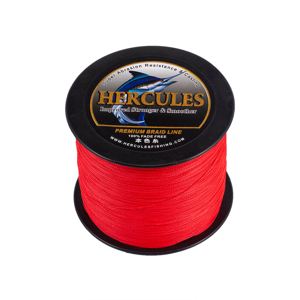 HERCULES No Fade Fishing Line Red 4 Strands 6LB-100LB PE Braided Fishing Line HERCULES