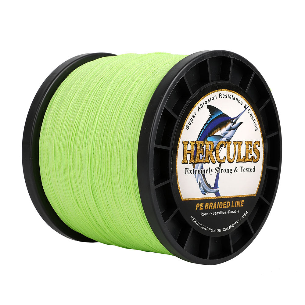 1500M 1640Yds Fluorescent Green 6lb-100lb HERCULES PE Braid Fishing Line 4 Strands HERCULES