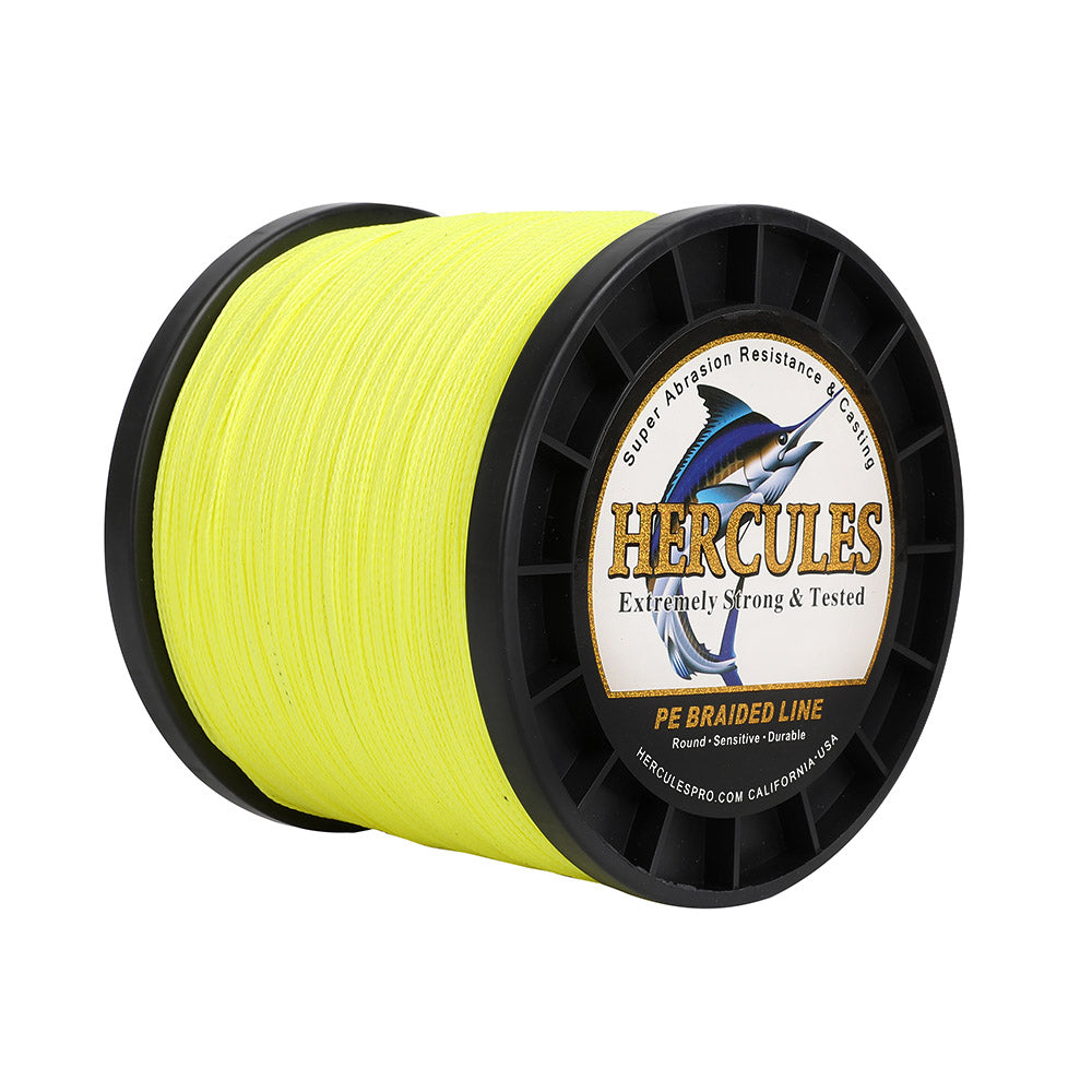 1500M 1640Yds Fluorescent Yellow 6lb-100lb HERCULES PE Braided Fishing Line 4 Strands HERCULES