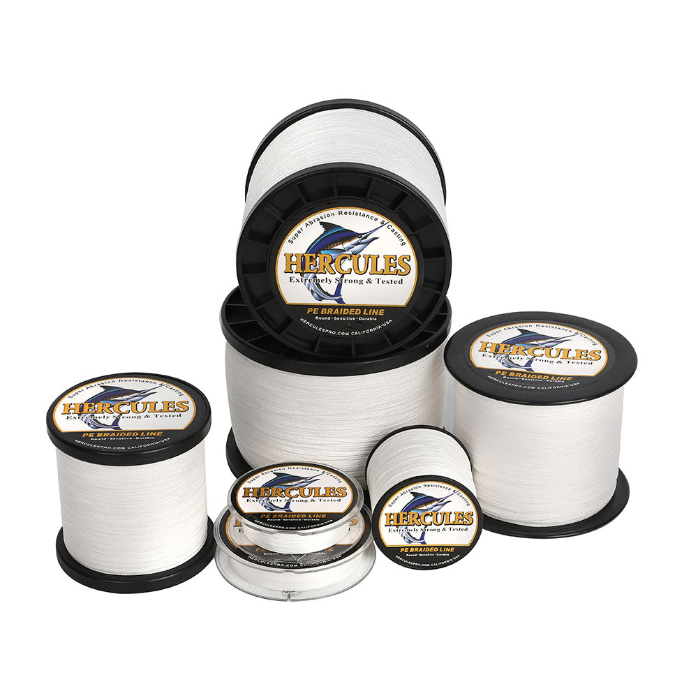 1500M 1640Yds White 6lb-100lb HERCULES PE Braid Fishing Line 4 Strands HERCULES