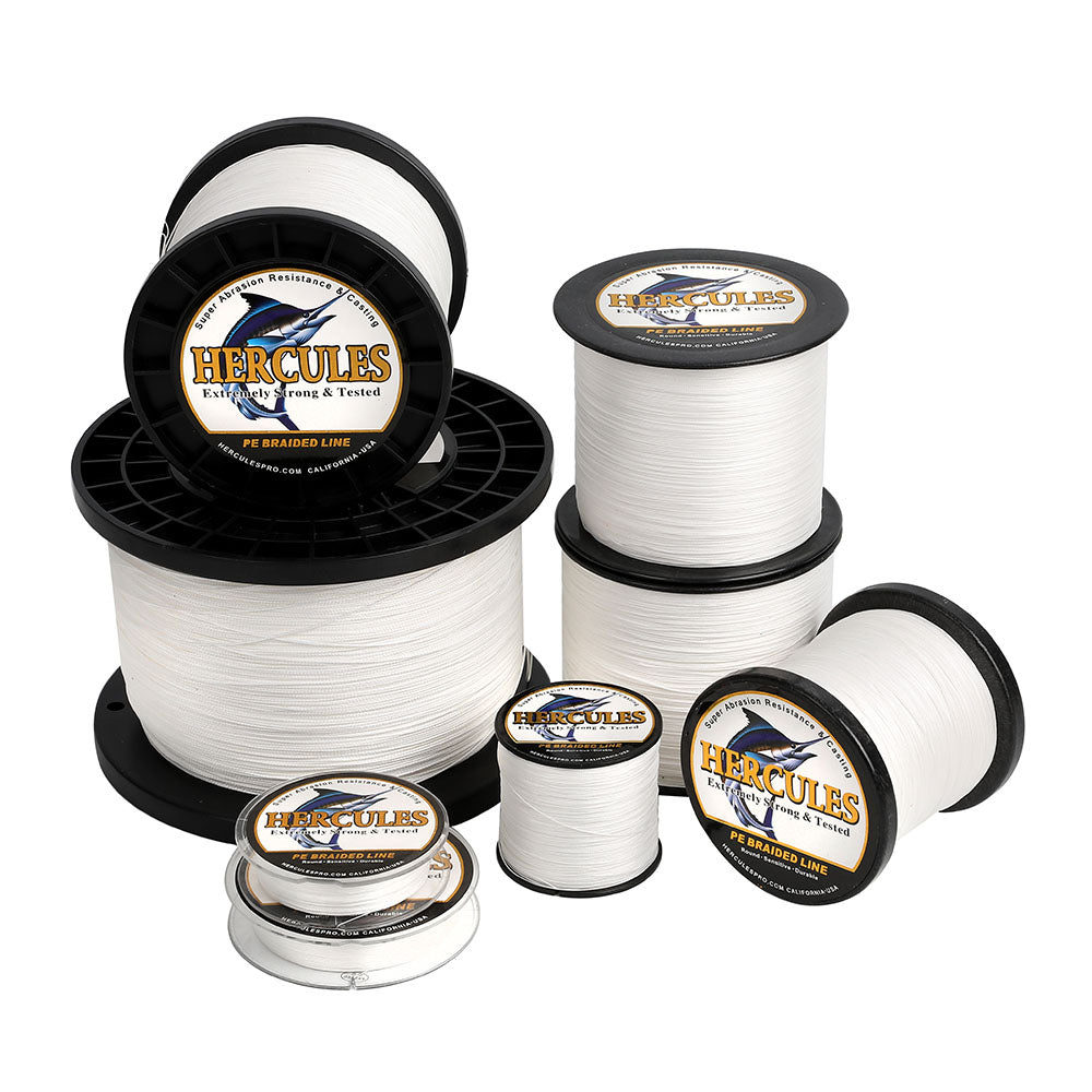 1500M 1640Yds White 10lb-200lb HERCULES PE Braided Fishing Line 8 Strands HERCULES