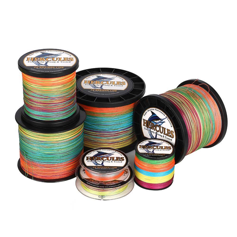 HERCULES 1000M 1094Yds Multicolor 10lb-420lb PE Braid Fishing Line 12 Strands HERCULES