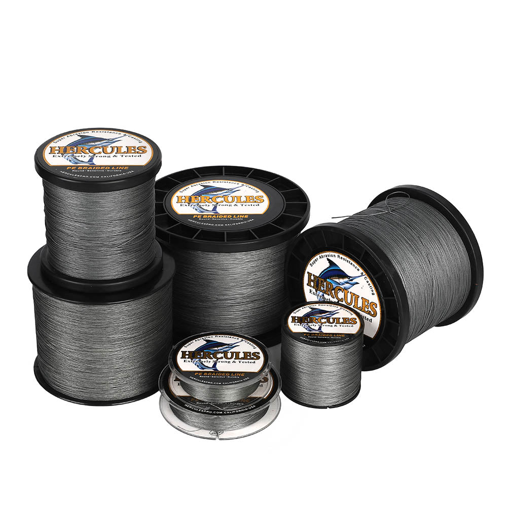 HERCULES 1000M 1094Yds Grey 10lb-420lb PE Braid Fishing Line 12 Strands HERCULES