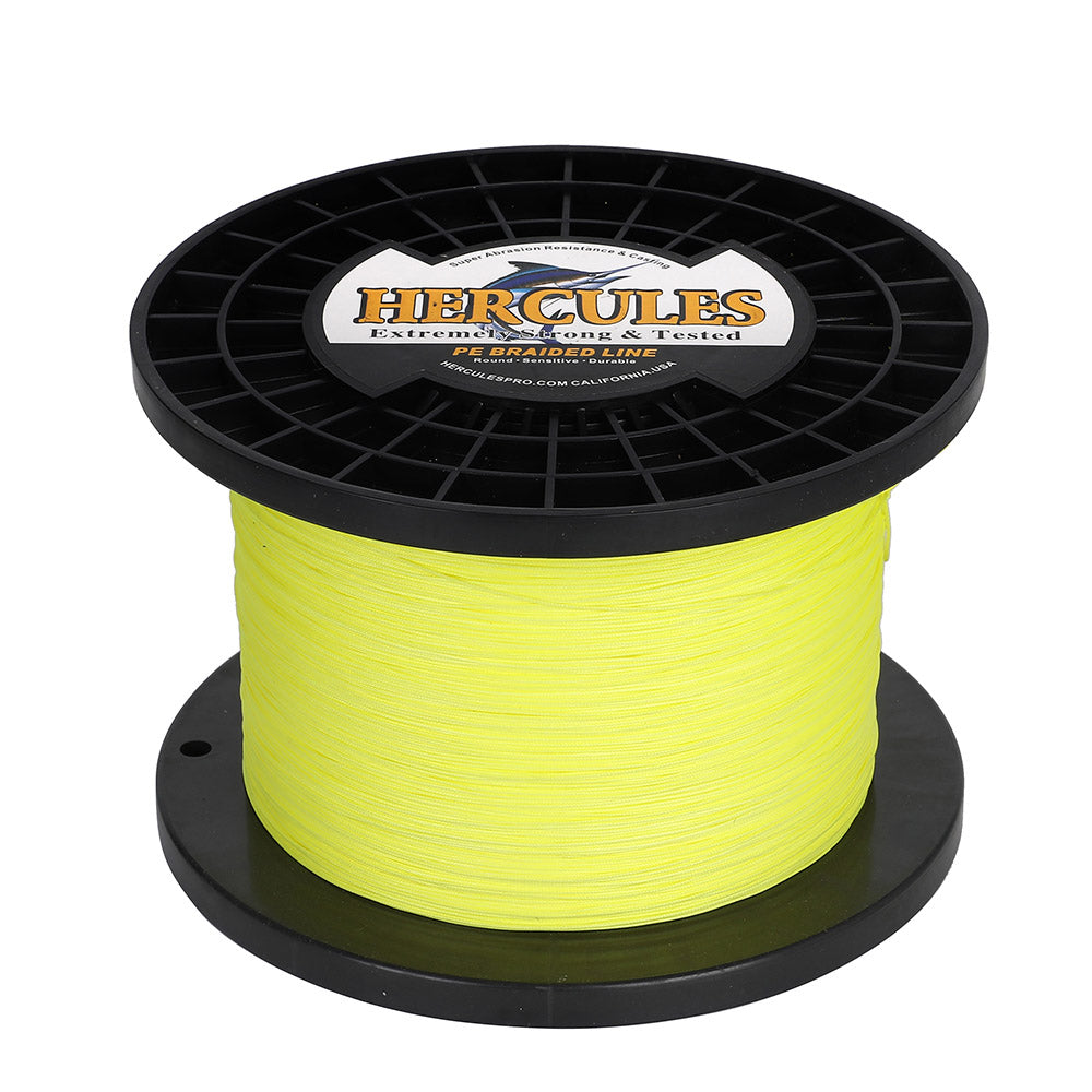 HERCULES 1000M 1094Yds Fluorescent Yellow 10lb-420lb PE Braid Fishing Line 12 Strands HERCULES