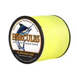 HERCULES 1000M 1094Yds Fluorescent Yellow 10lb-420lb PE Braid Fishing Line 12 Strands HERCULES