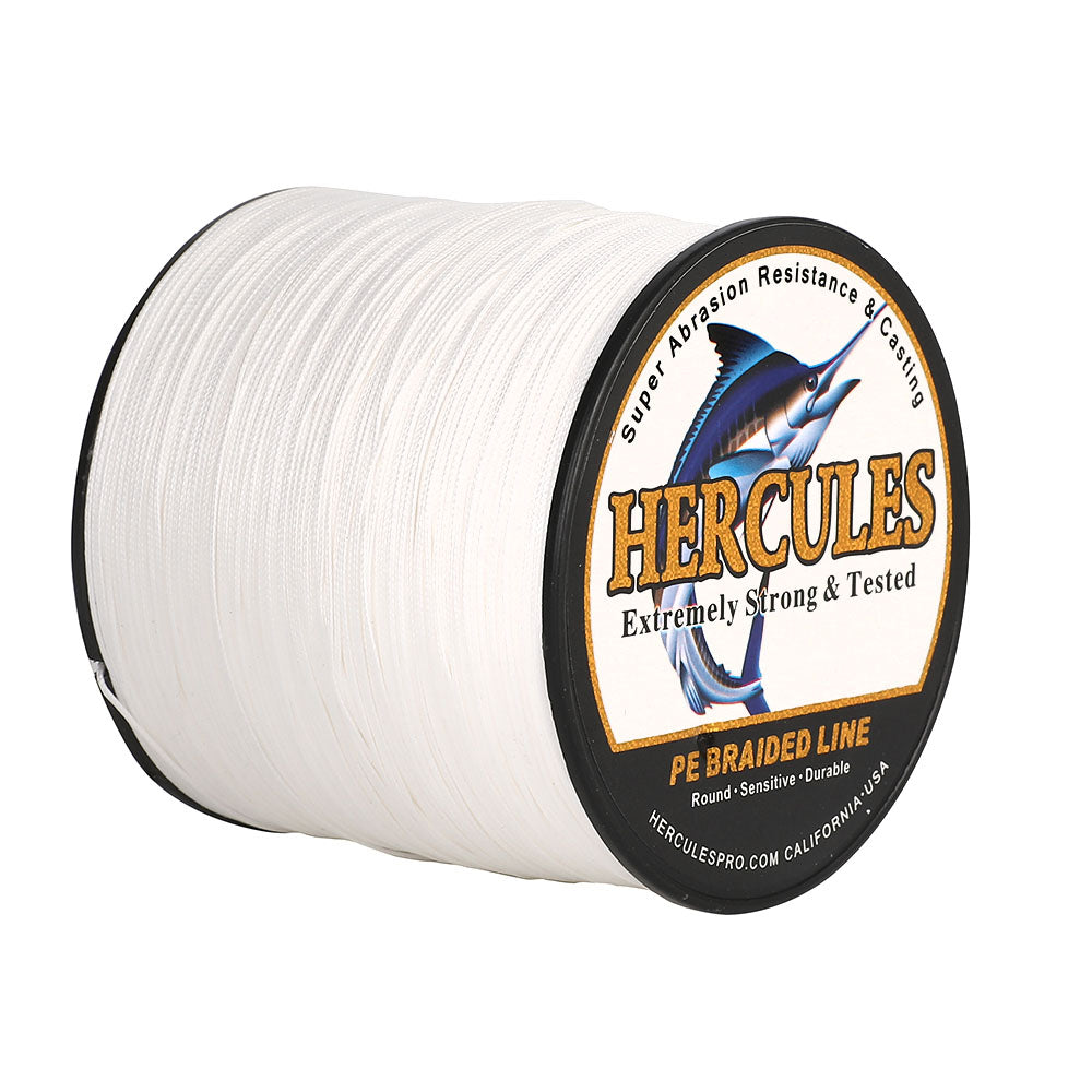 HERCULES 1000M 1094Yds White 10lb-420lb PE Braid Fishing Line 12 Strands HERCULES