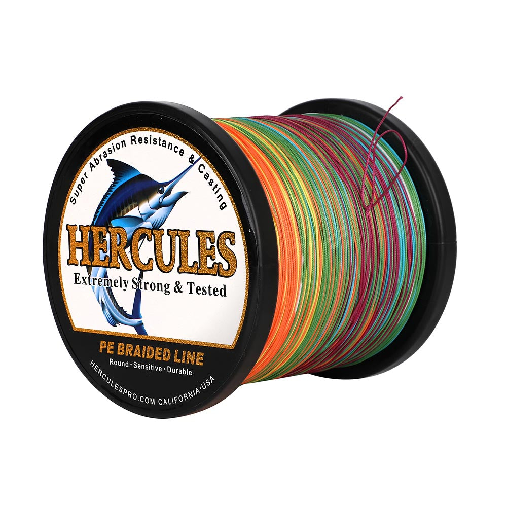 HERCULES 1000M 1094Yds Multicolor 10lb-420lb PE Braid Fishing Line 12 Strands HERCULES