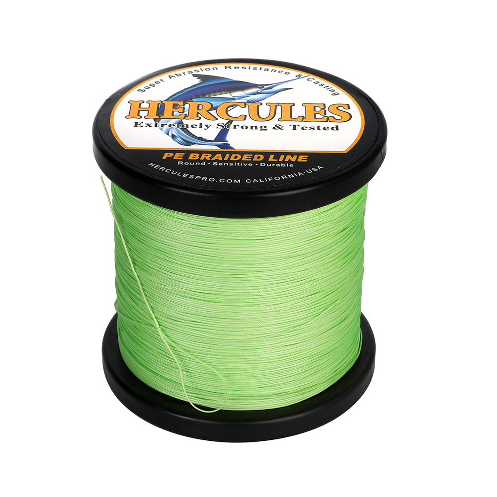 HERCULES 300M 328Yds Fluorescent Green 10lb-420lb PE Braid Fishing Line 12 Strands HERCULES