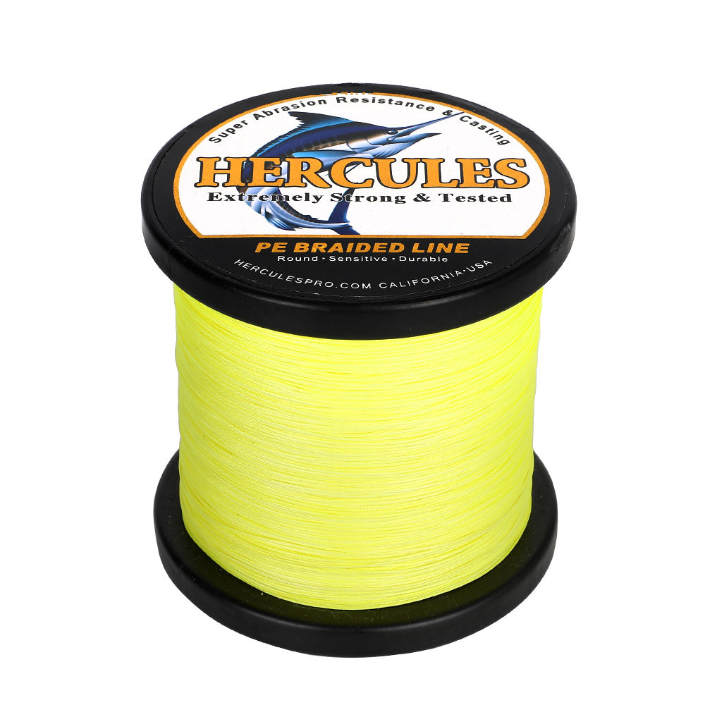HERCULES 300M 328Yds Fluorescent Yellow 10lb-420lb PE Braid Fishing Line 12 Strands HERCULES