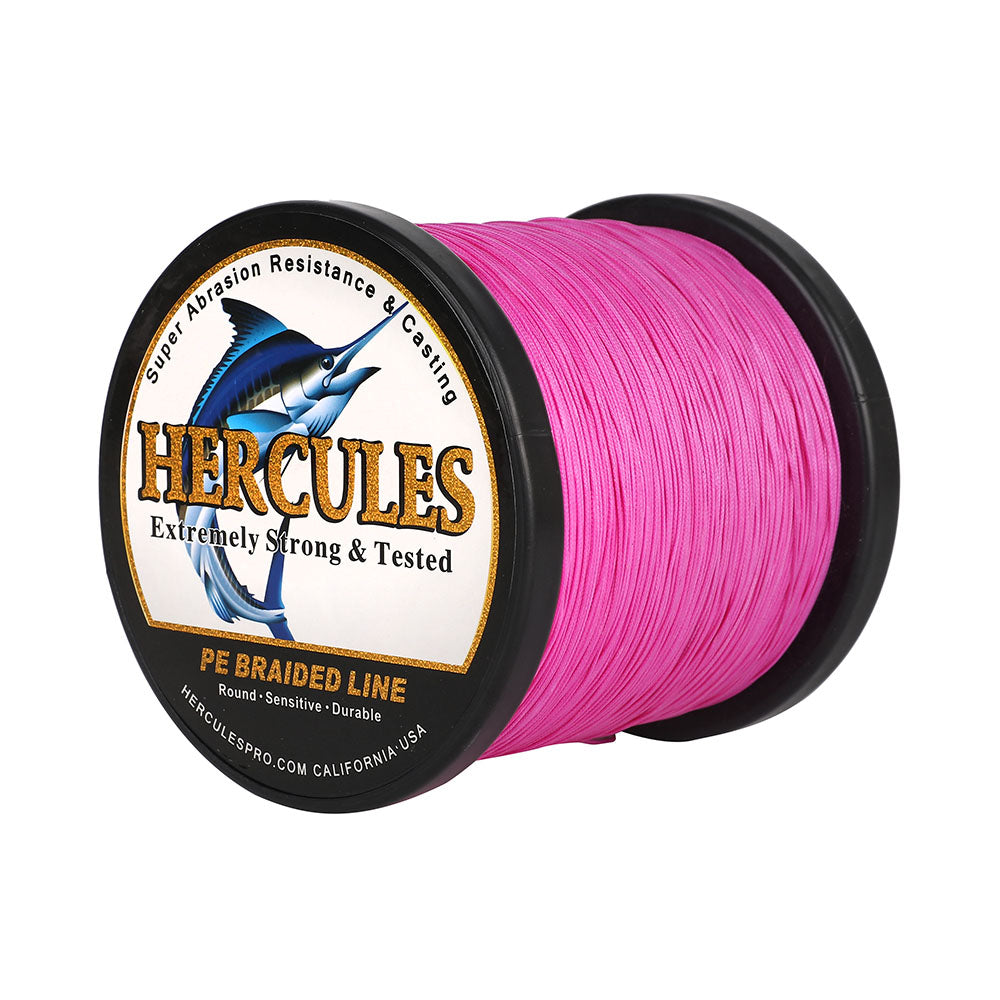 HERCULES 1000M 1094Yds Pink 10lb-420lb PE Braid Fishing Line 12 Strands HERCULES