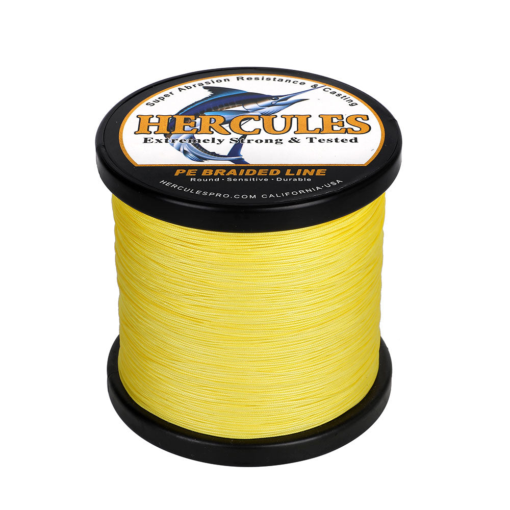 HERCULES 300M 328Yds Yellow 10lb-420lb PE Braid Fishing Line 12 Strands HERCULES