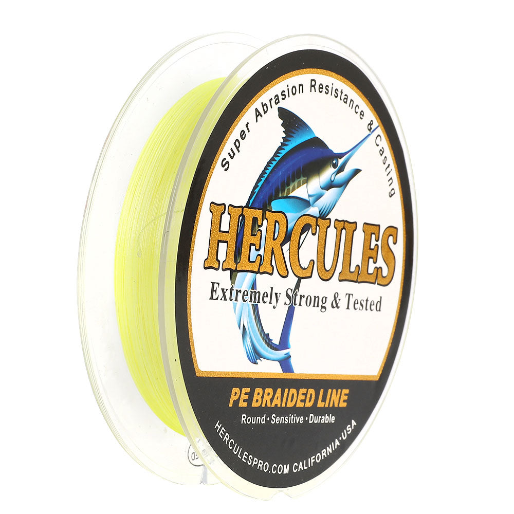 HERCULES 300M 328Yds Fluorescent Yellow 10lb-420lb PE Braid Fishing Line 12 Strands HERCULES