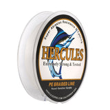 HERCULES 300M 328Yds White 10lb-420lb PE Braid Fishing Line 12 Strands HERCULES