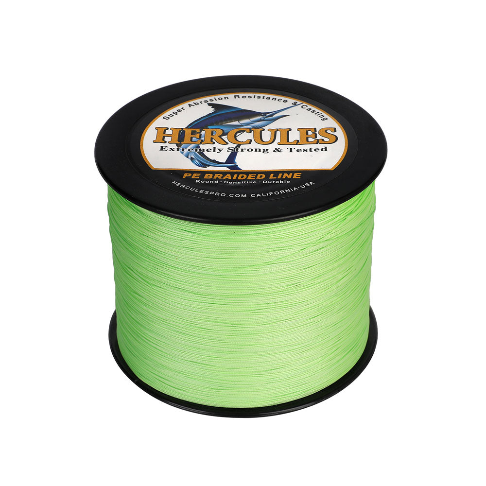 HERCULES 500M 547Yds Fluorescent Green 10lb-420lb PE Braid Fishing Line 12 Strands HERCULES