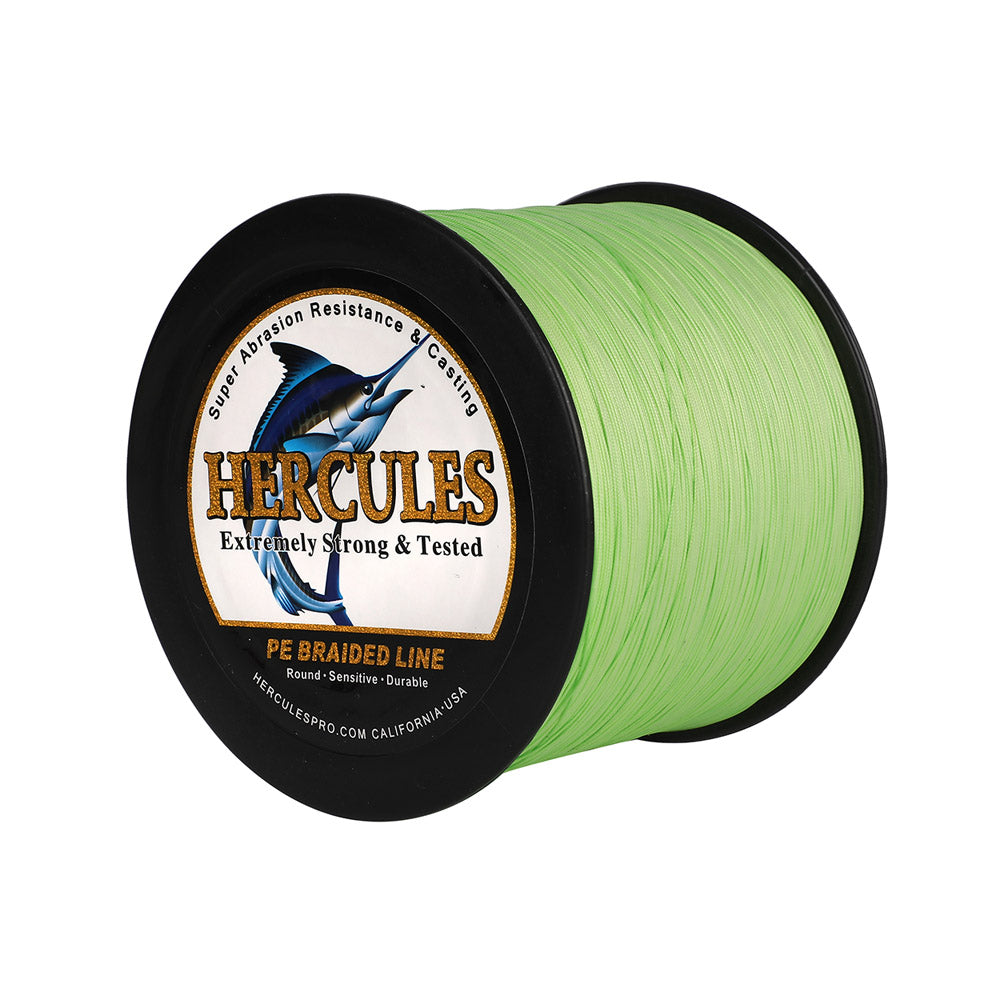 HERCULES 1000M 1094Yds Fluorescent Green 10lb-420lb PE Braid Fishing Line 12 Strands HERCULES