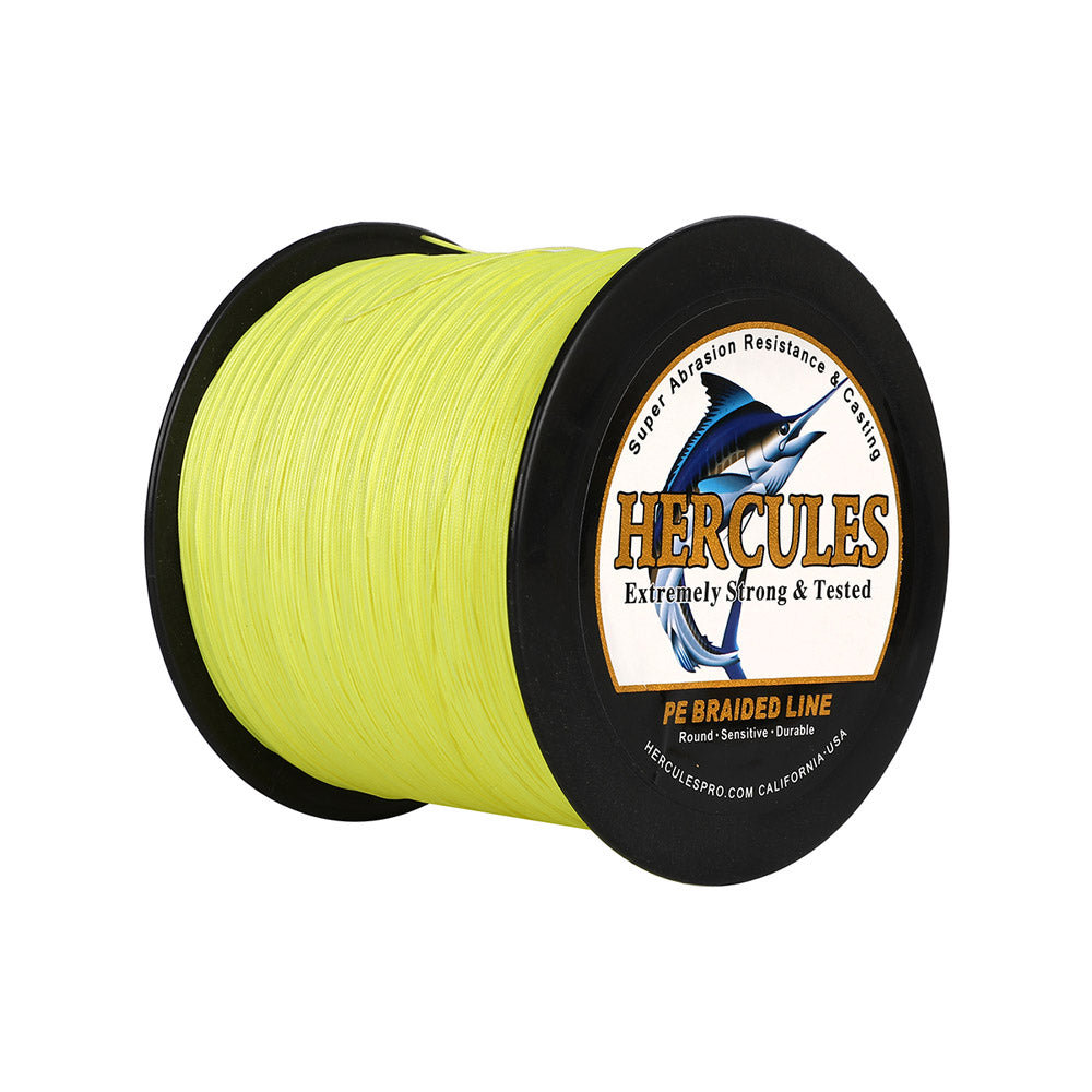 HERCULES 2000M 2187Yds Fluorescent Yellow 10lb-250lb PE Braid Fishing Line 12 Strands HERCULES