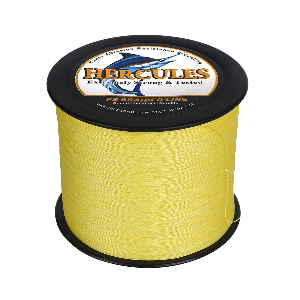 HERCULES 500M 547Yds Yellow 10lb-420lb PE Braid Fishing Line 12 Strands HERCULES