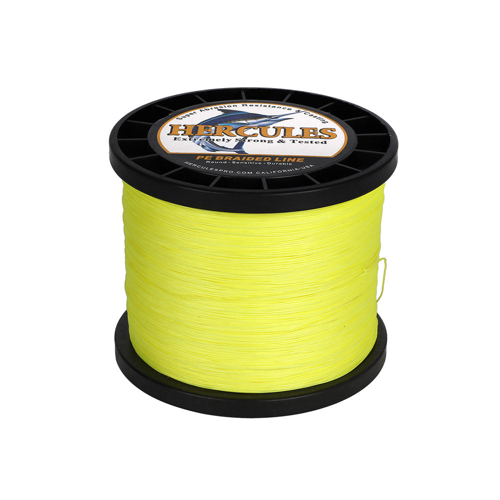 HERCULES 500M 547Yds Fluorescent Yellow 10lb-420lb PE Braid Fishing Line 12 Strands HERCULES