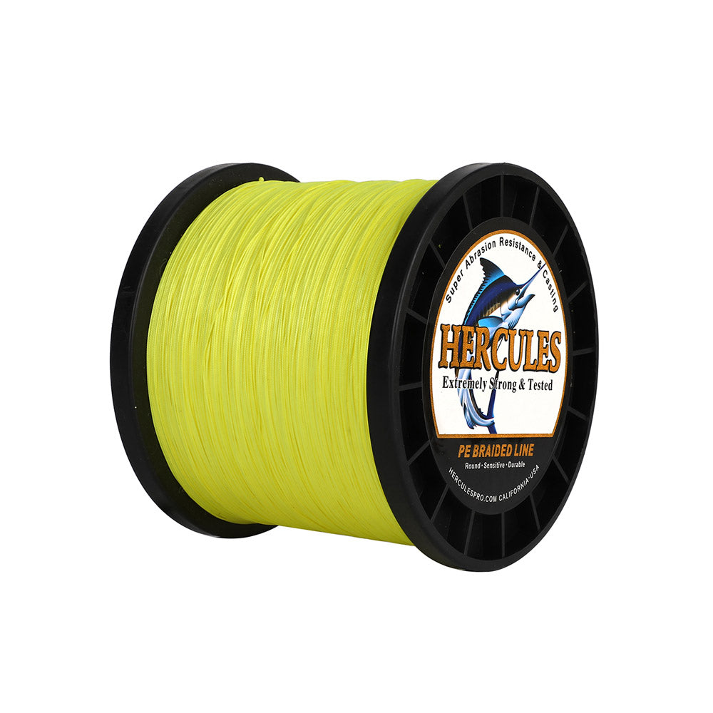 HERCULES 2000M 2187Yds Fluorescent Yellow 10lb-250lb PE Braid Fishing Line 12 Strands HERCULES