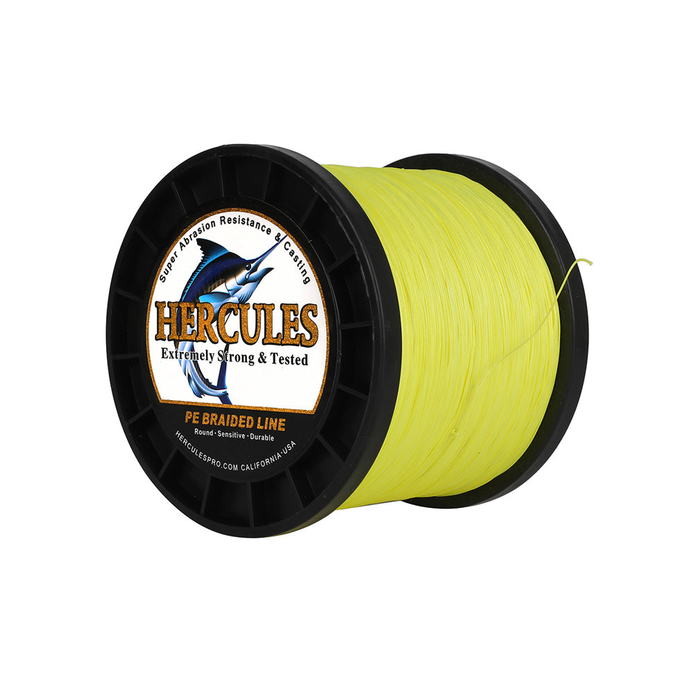 HERCULES 1000M 1094Yds Fluorescent Yellow 10lb-420lb PE Braid Fishing Line 12 Strands HERCULES
