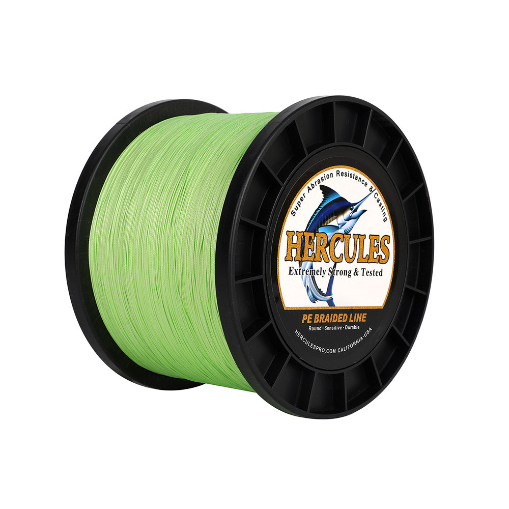 HERCULES 1500M 1640Yds Fluorescent Green 10lb-250lb PE Braid Fishing Line 12 Strands HERCULES