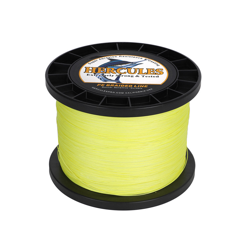 HERCULES 1000M 1094Yds Fluorescent Yellow 10lb-420lb PE Braid Fishing Line 12 Strands HERCULES