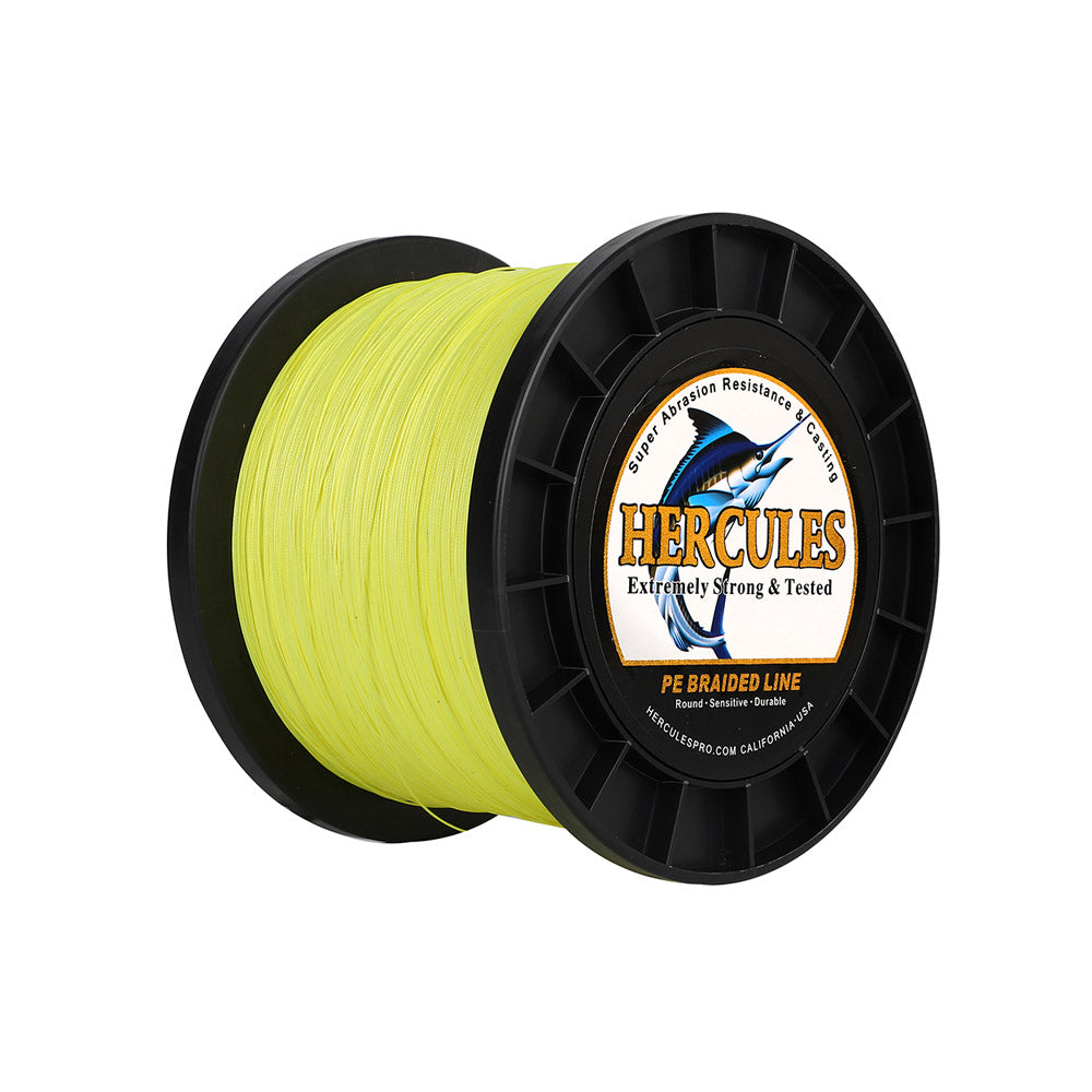 HERCULES 1500M 1640Yds Fluorescent Yellow 10lb-250lb PE Braid Fishing Line 12 Strands HERCULES