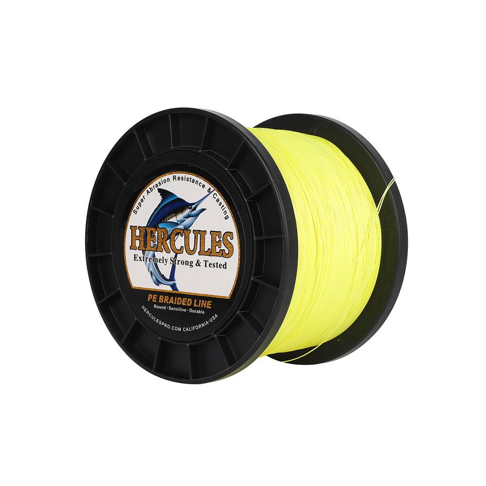 HERCULES 2000M 2187Yds Fluorescent Yellow 10lb-250lb PE Braid Fishing Line 12 Strands HERCULES