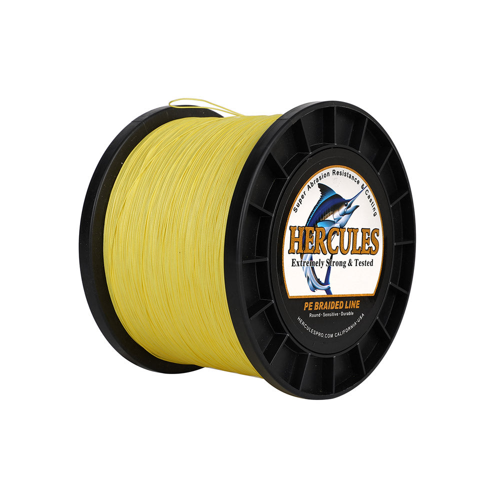 HERCULES 1500M 1640Yds Yellow 10lb-250lb PE Braid Fishing Line 12 Strands HERCULES