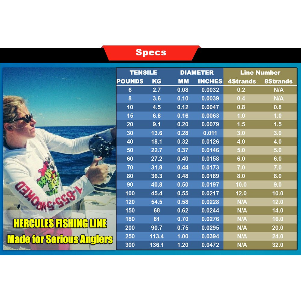 1000M 1094Yds Multicolor 10lb-300lb 8 Strands HERCULES PE Braided Fishing Line HERCULES