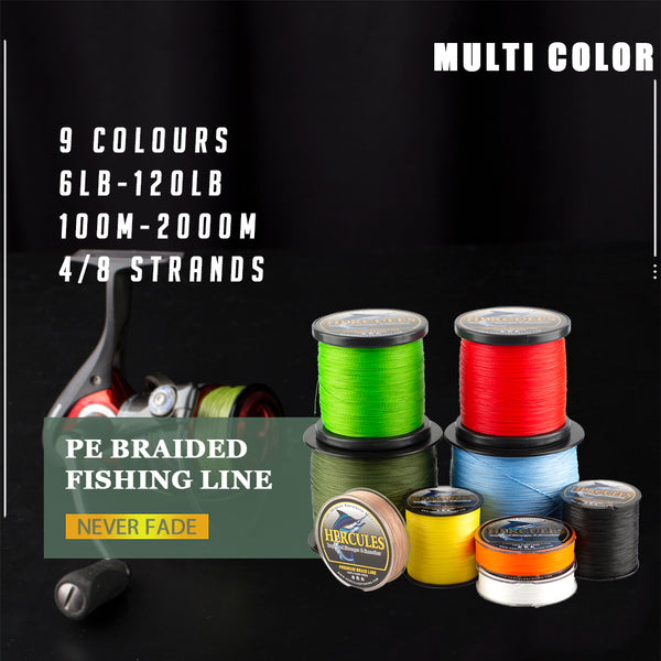 HERCULES Colorfast 60 Pounds Test PE Braided Fishing Line Fade Free 4 8  Strands