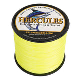 HERCULES 100M-2000M Fluorescent Yellow 10lb-300lb PE Braided Fishing Line 8 Strands HERCULES