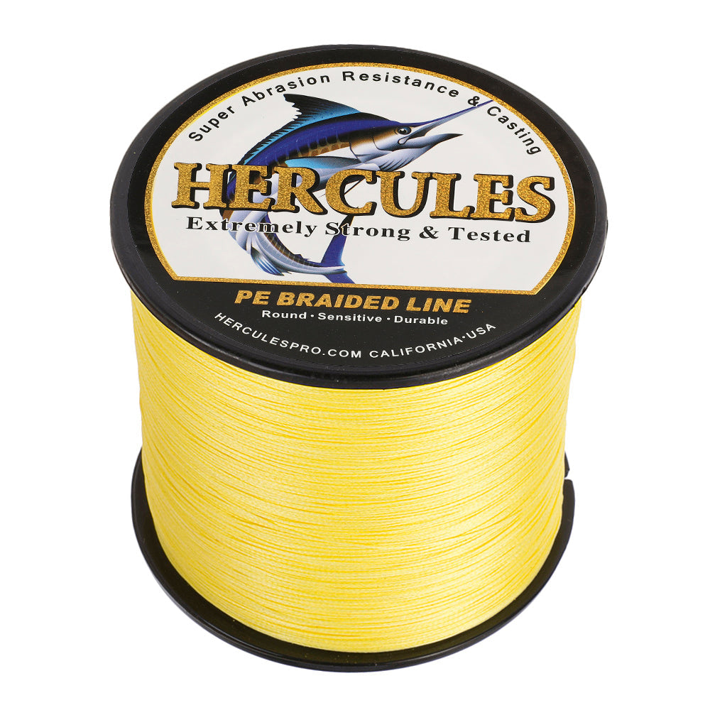 HERCULES 100M-2000M Yellow 10lb-300lb PE Braided Fishing Line 8 Strands HERCULES