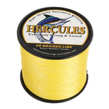 HERCULES 100M-2000M Yellow 10lb-300lb PE Braided Fishing Line 8 Strands HERCULES