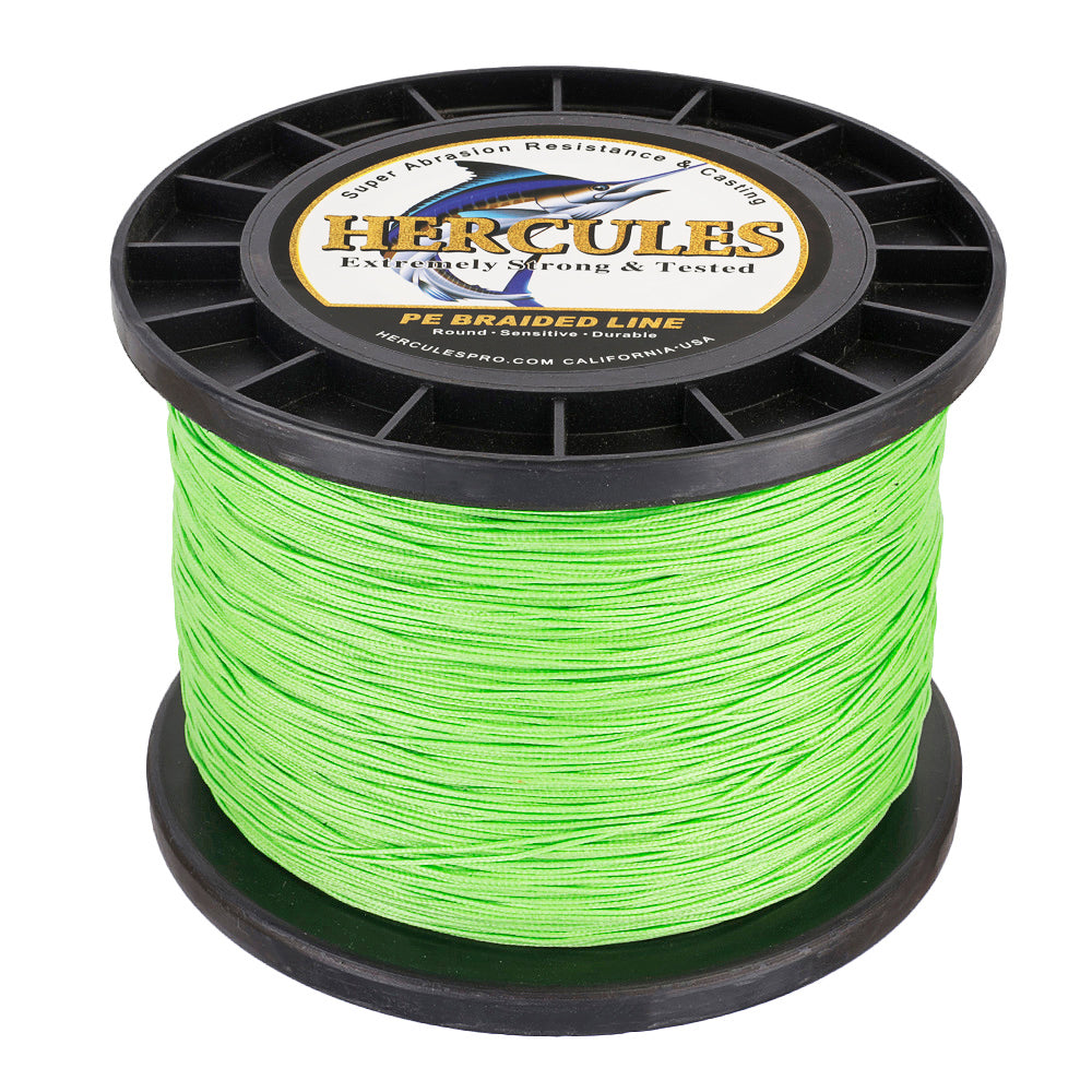 HERCULES 100M-2000M Fluorescent Green 10lb-300lb PE Braided Fishing Line 8 Strands HERCULES
