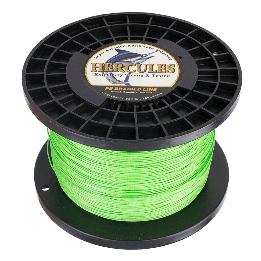 HERCULES 100M-2000M Fluorescent Green 10lb-300lb PE Braided Fishing Line 8 Strands HERCULES