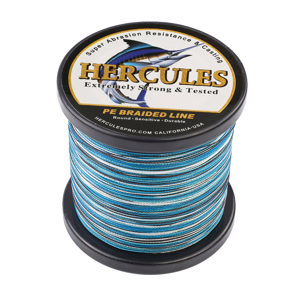 HERCULES 100M-2000M Blue Camo 6lb-100lb PE Braided Fishing Line 4 Strands HERCULES