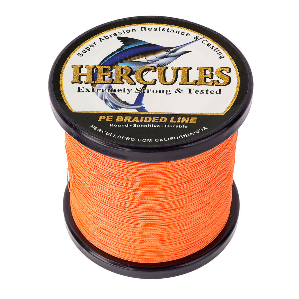 HERCULES 100M-2000M Orange 6lb-100lb PE Braided Fishing Line 4 Strands HERCULES