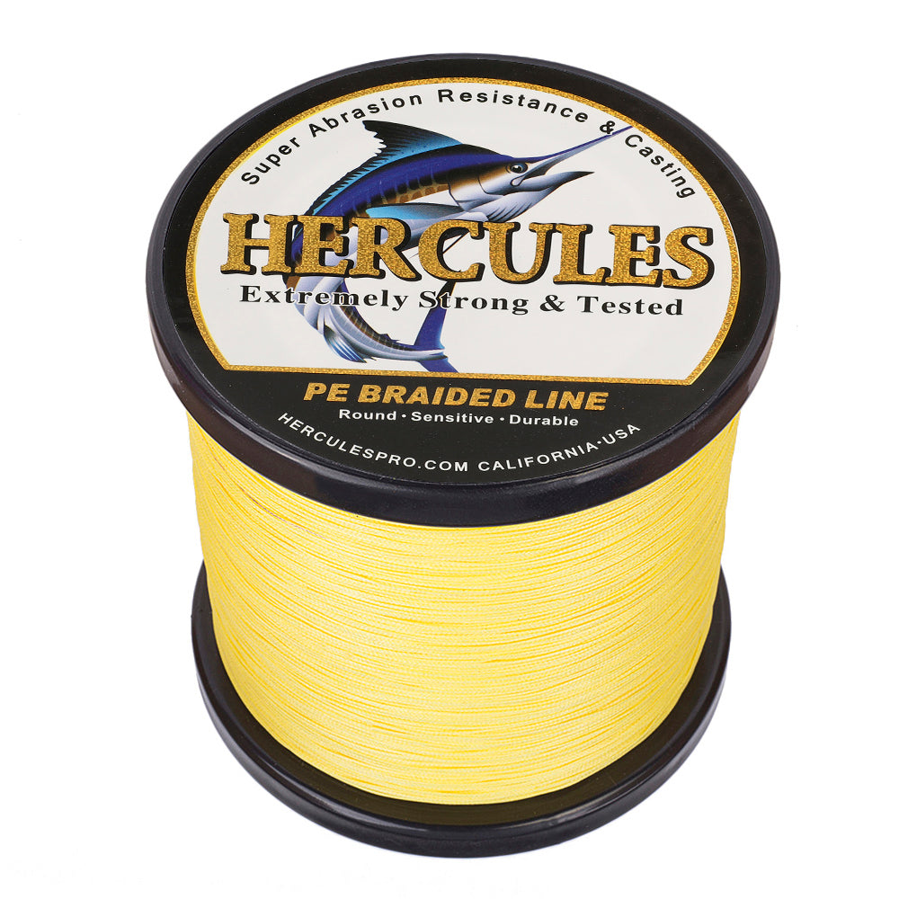 HERCULES 100M-2000M Yellow 10lb-300lb PE Braided Fishing Line 8 Strands HERCULES