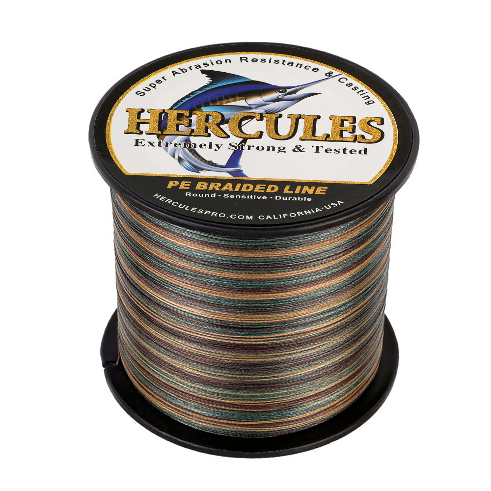 HERCULES 100M-2000M Camouflage 6lb-100lb PE Braided Fishing Line 4 Strands HERCULES