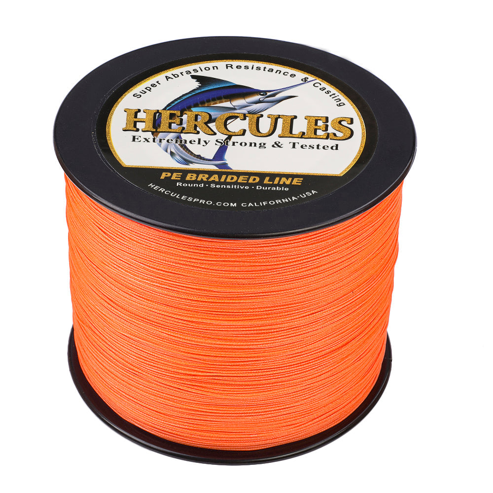 HERCULES 100M-2000M Orange 10lb-300lb PE Braided Fishing Line 8 Strands HERCULES