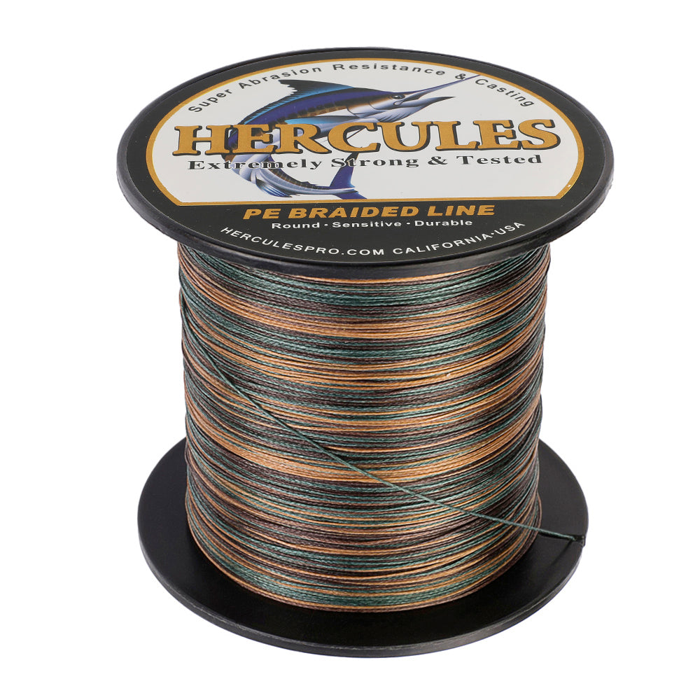 HERCULES 100M-2000M Camouflage 10lb-300lb PE Braided Fishing Line 8 Strands HERCULES