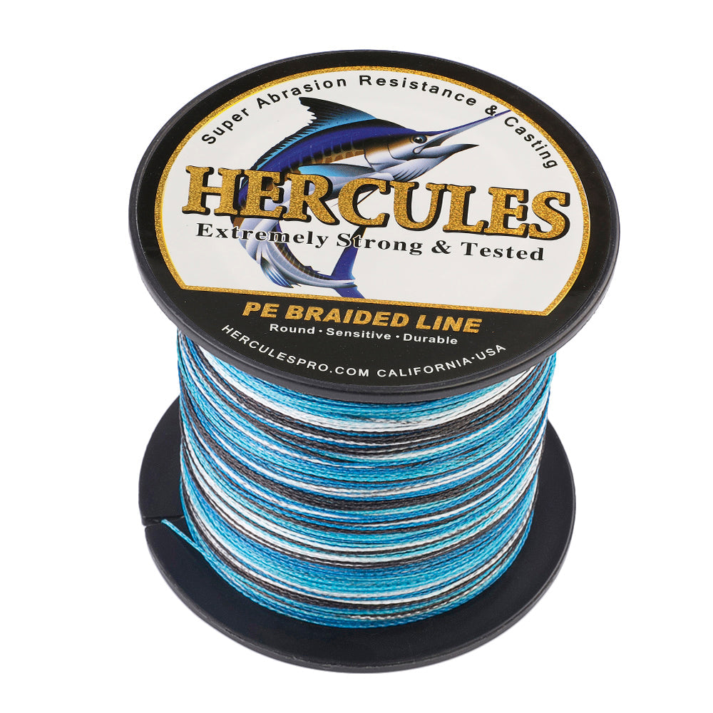 HERCULES 100M-2000M Blue Camo 6lb-100lb PE Braided Fishing Line 4 Strands HERCULES