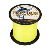 HERCULES 100M-2000M Fluorescent Yellow 6lb-100lb PE Braided Fishing Line 4 Strands HERCULES